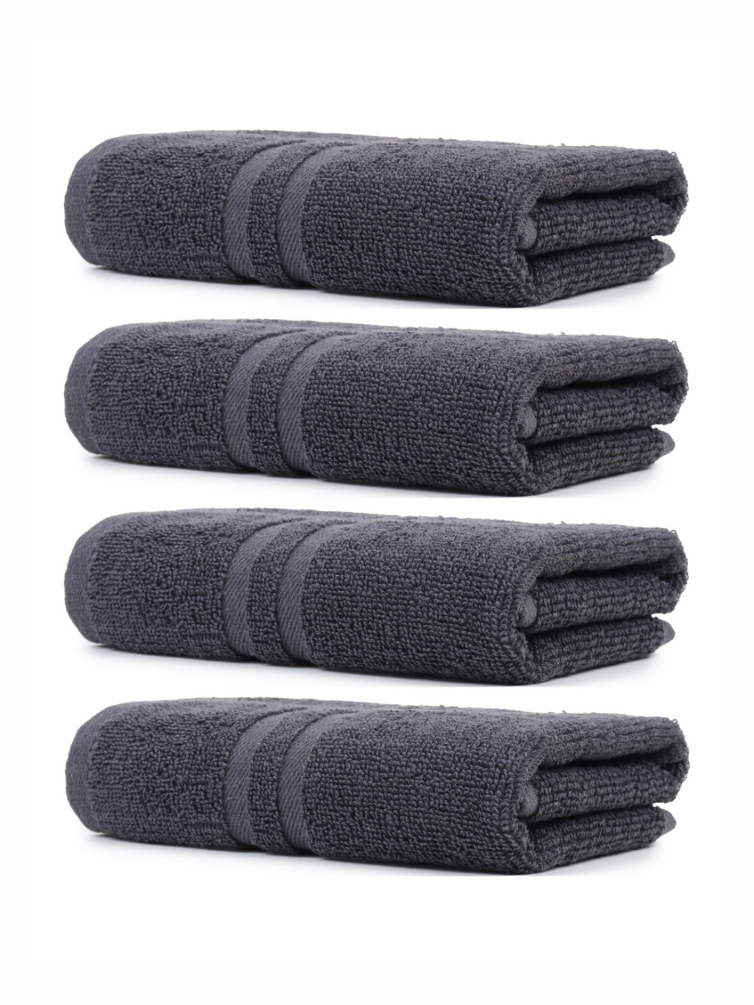 ZAHYA Grey Set of 4 Terry Cotton Hand Towels