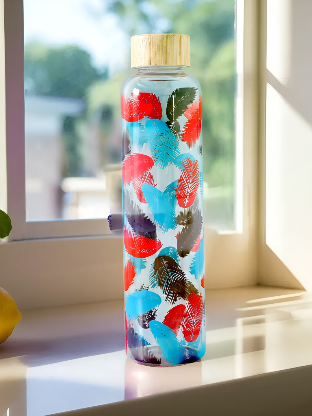 UMAI Red Tropical Glass Spill Proof Water Bottle - 750ml