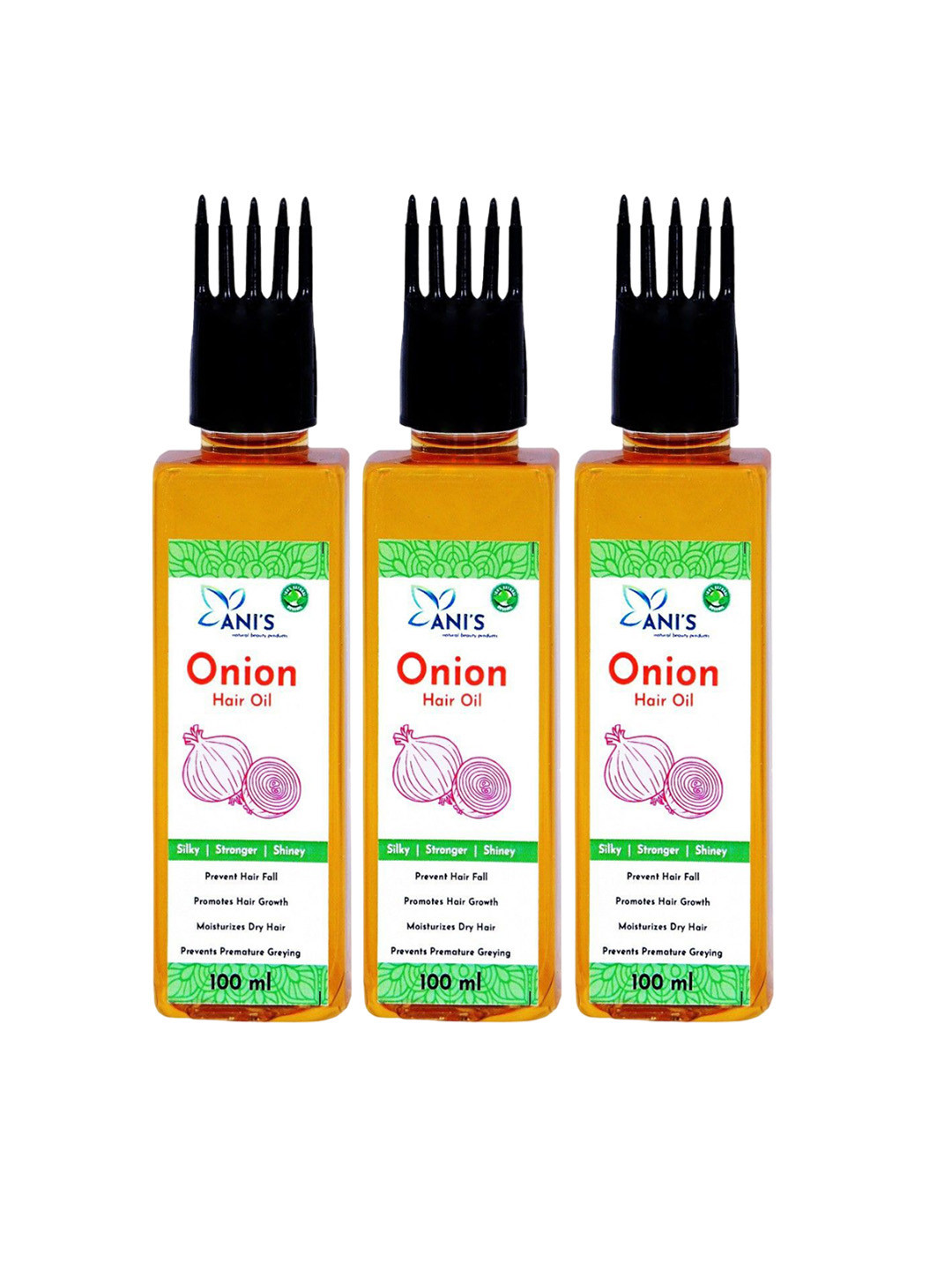 ANI'S Set Of 3 Onion Hair Oil For Strong & Silky Hairs - 100ml Each
