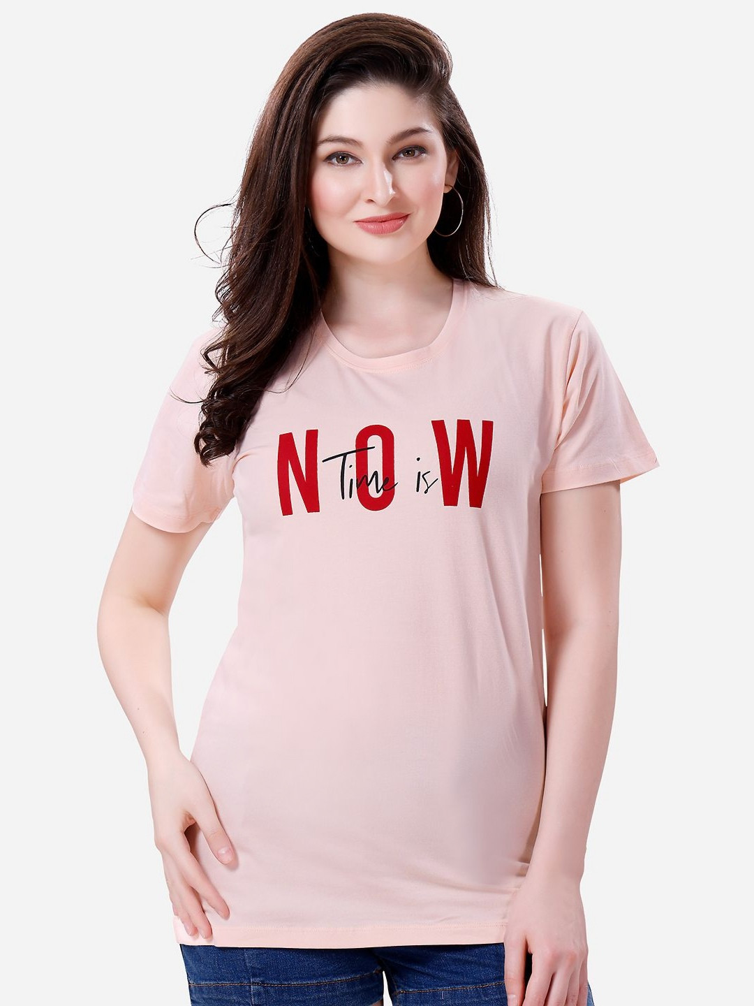 Lenissa Women Typography Printed Round Neck Cotton Relaxed Fit T-Shirt