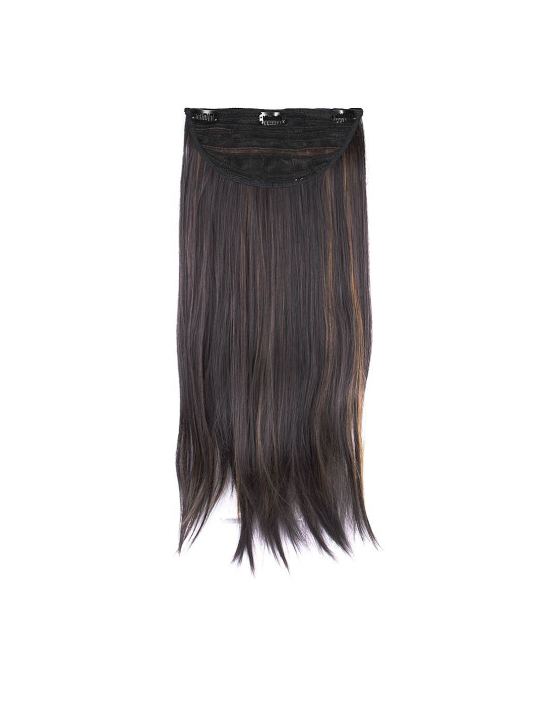 Milano Treasures Straight Clip-in With Golden Highlights Hair Extensions - Dark Brown