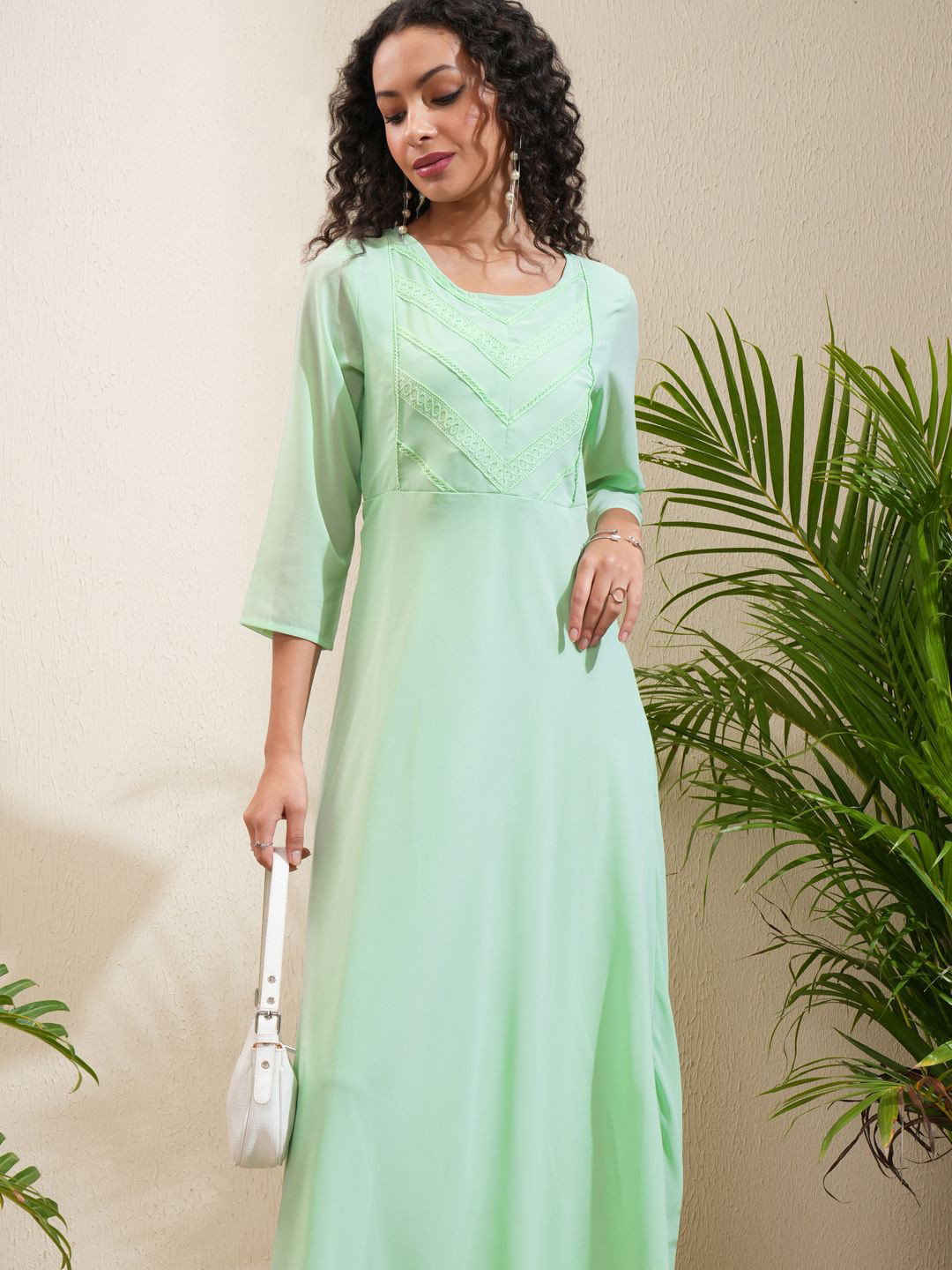 Vishudh Solid Ready to Wear A-Line Maxi Dress
