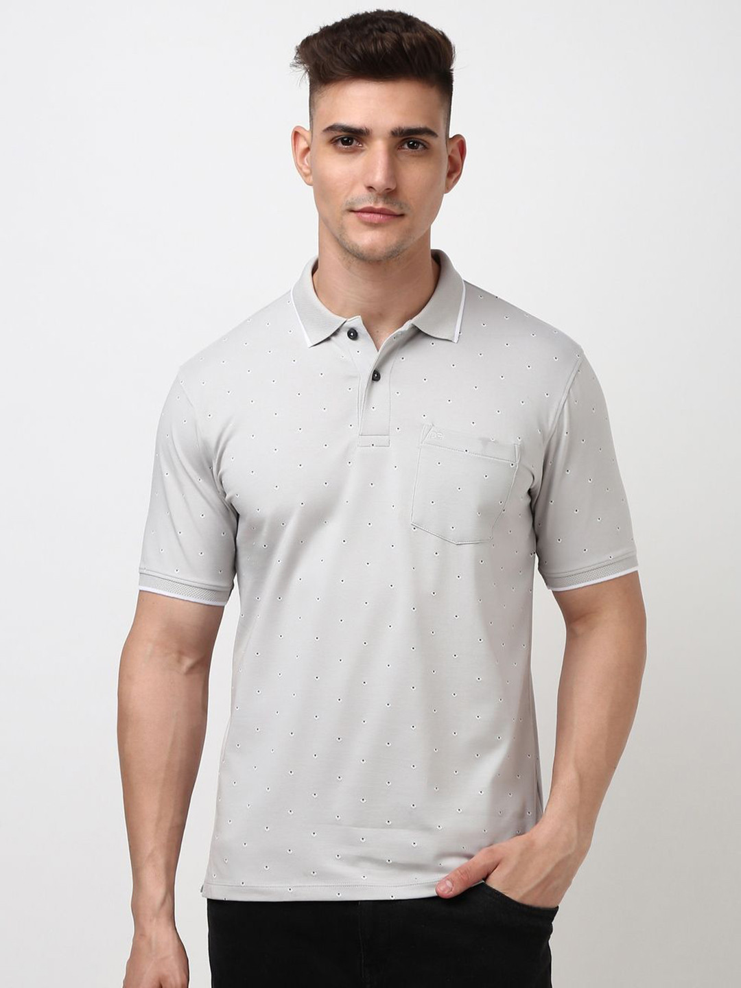 Peter England Men Conversational Printed Polo Collar Cotton T-shirt