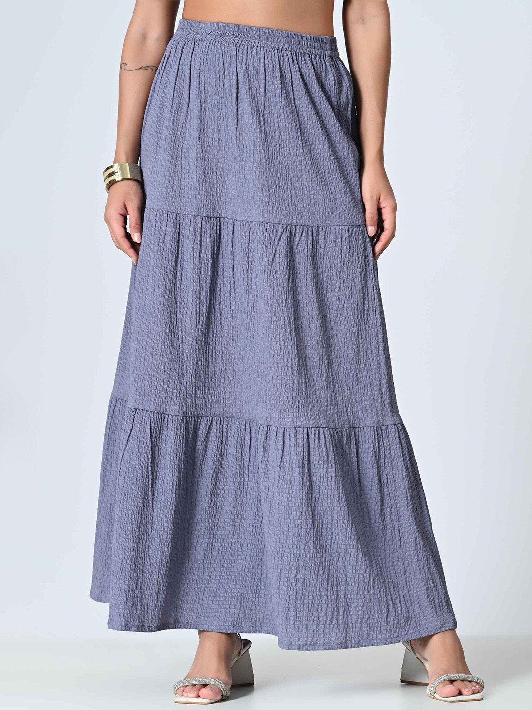 BAESD Smocked Tiered Maxi Skirt