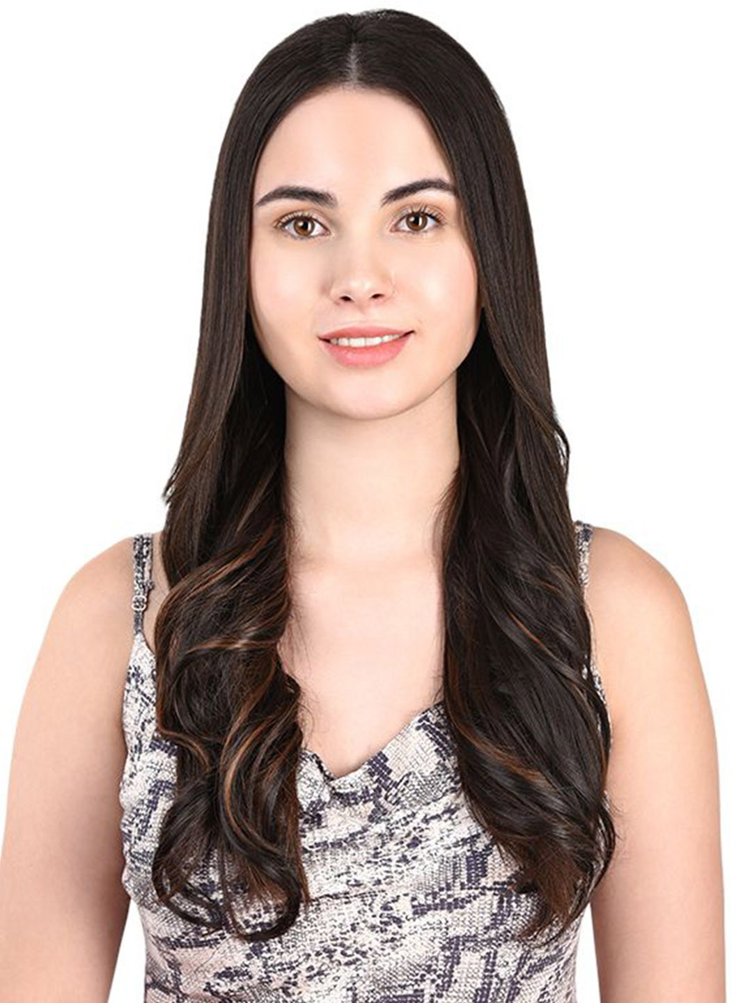 Milano Treasures Beach Waves Dark Brown Copper Highlights Clip-in Hair Extensions