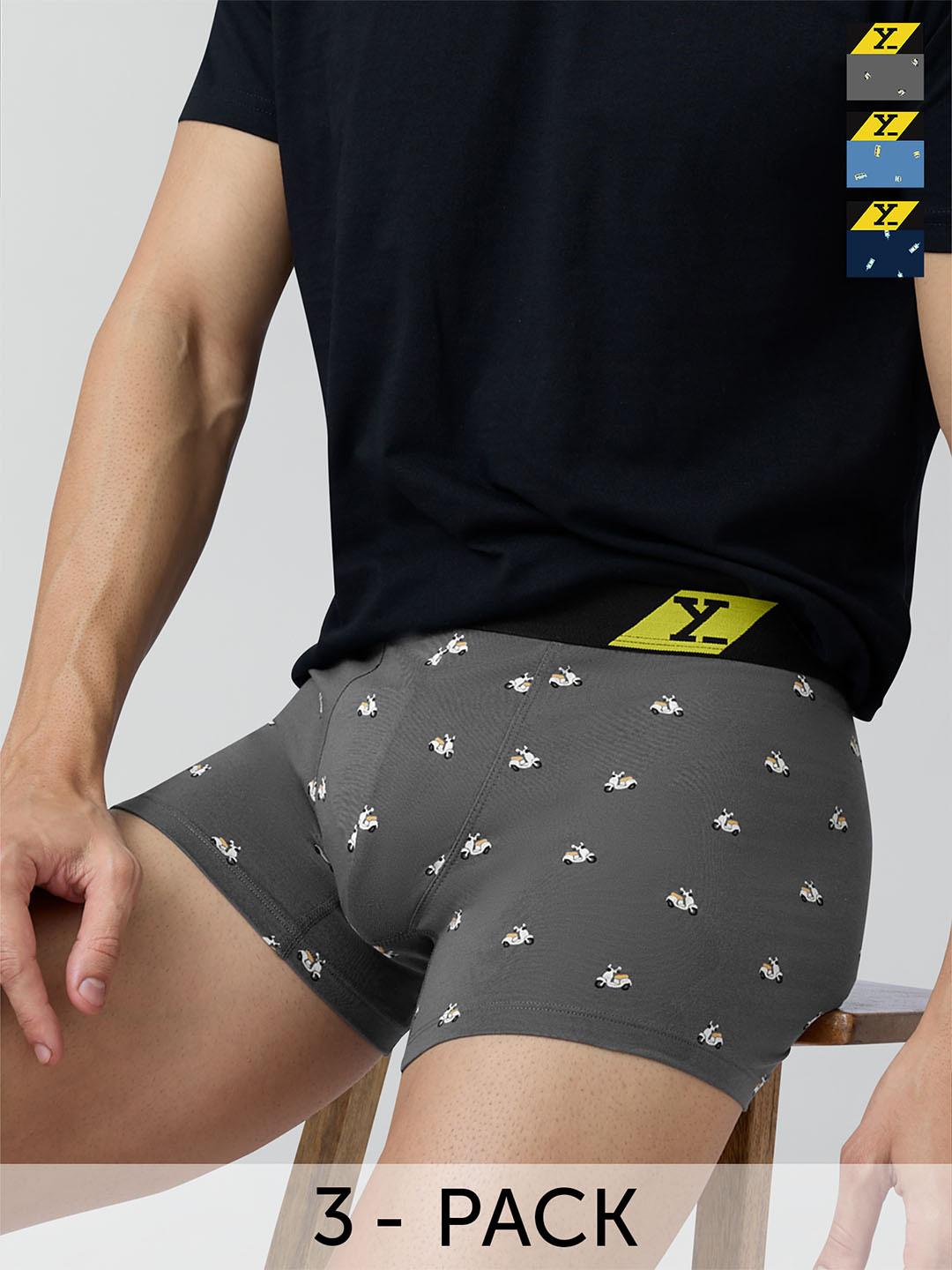 XYXX Splash Intellifresh Pack Of 3 Cotton Trunks XYTRNK3PCKN915