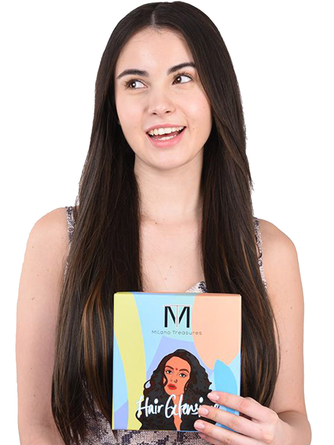 Milano Treasures Beach Waves Clip-in Golden Highlights Hair Extensions - Dark Brown