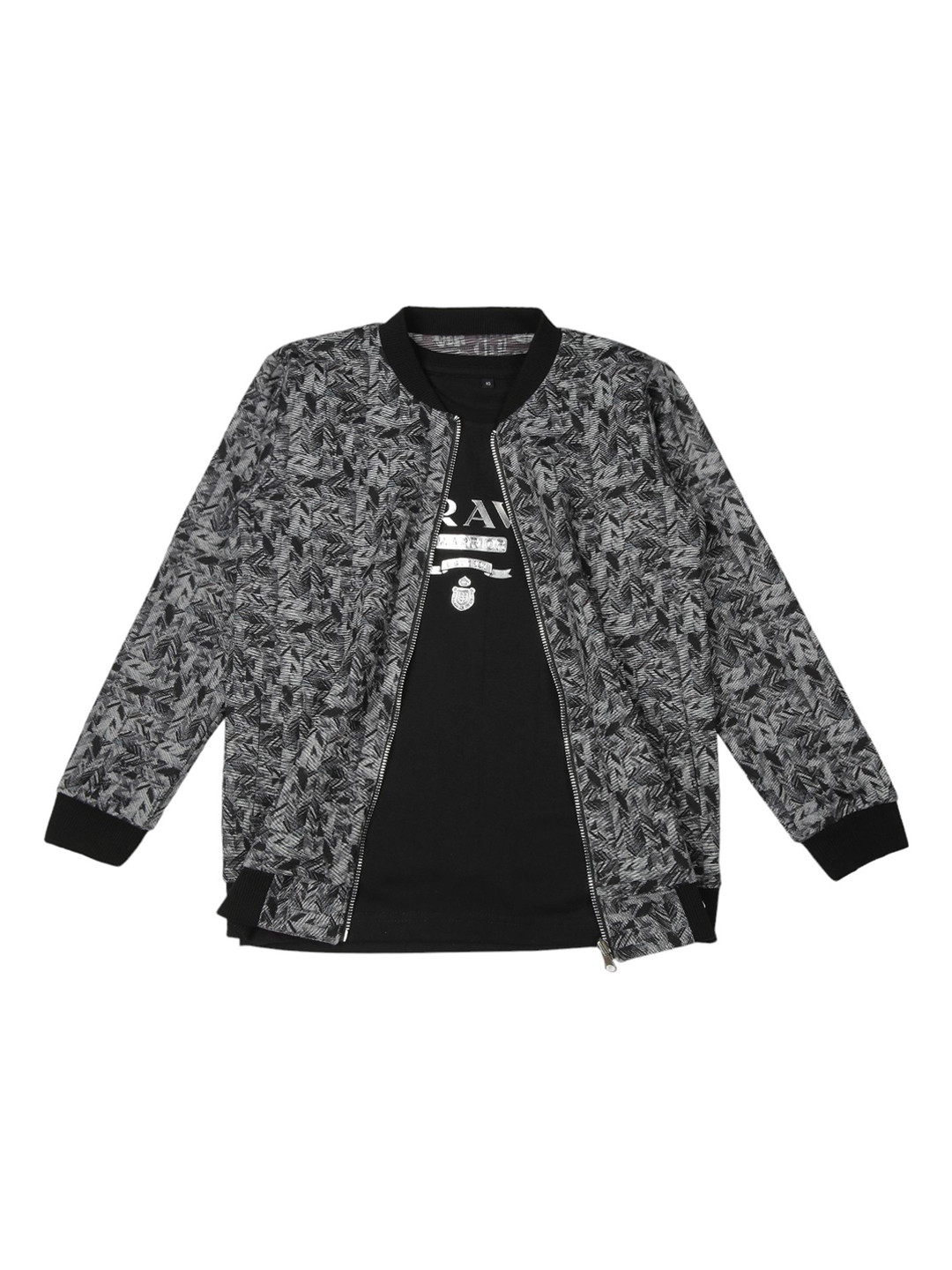 CAVIO Boys Geometric Reversible Jacket & T-Shirt