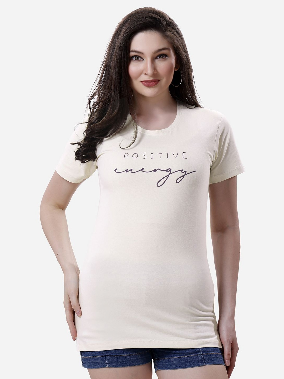 Lenissa Women Typography Printed Round Neck Cotton Relaxed Fit T-Shirt