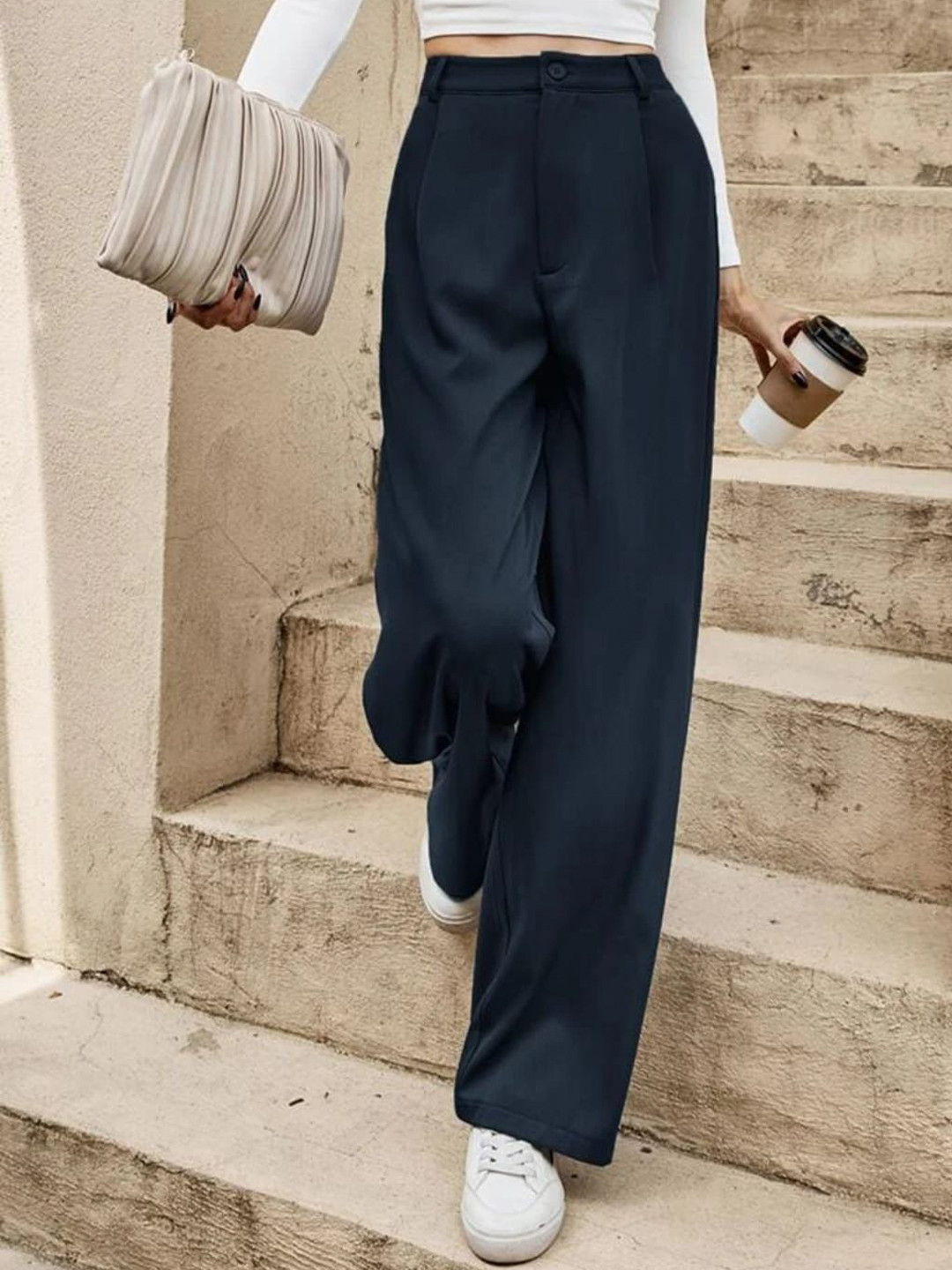 BROADSTAR Women Pleated Korean Pants