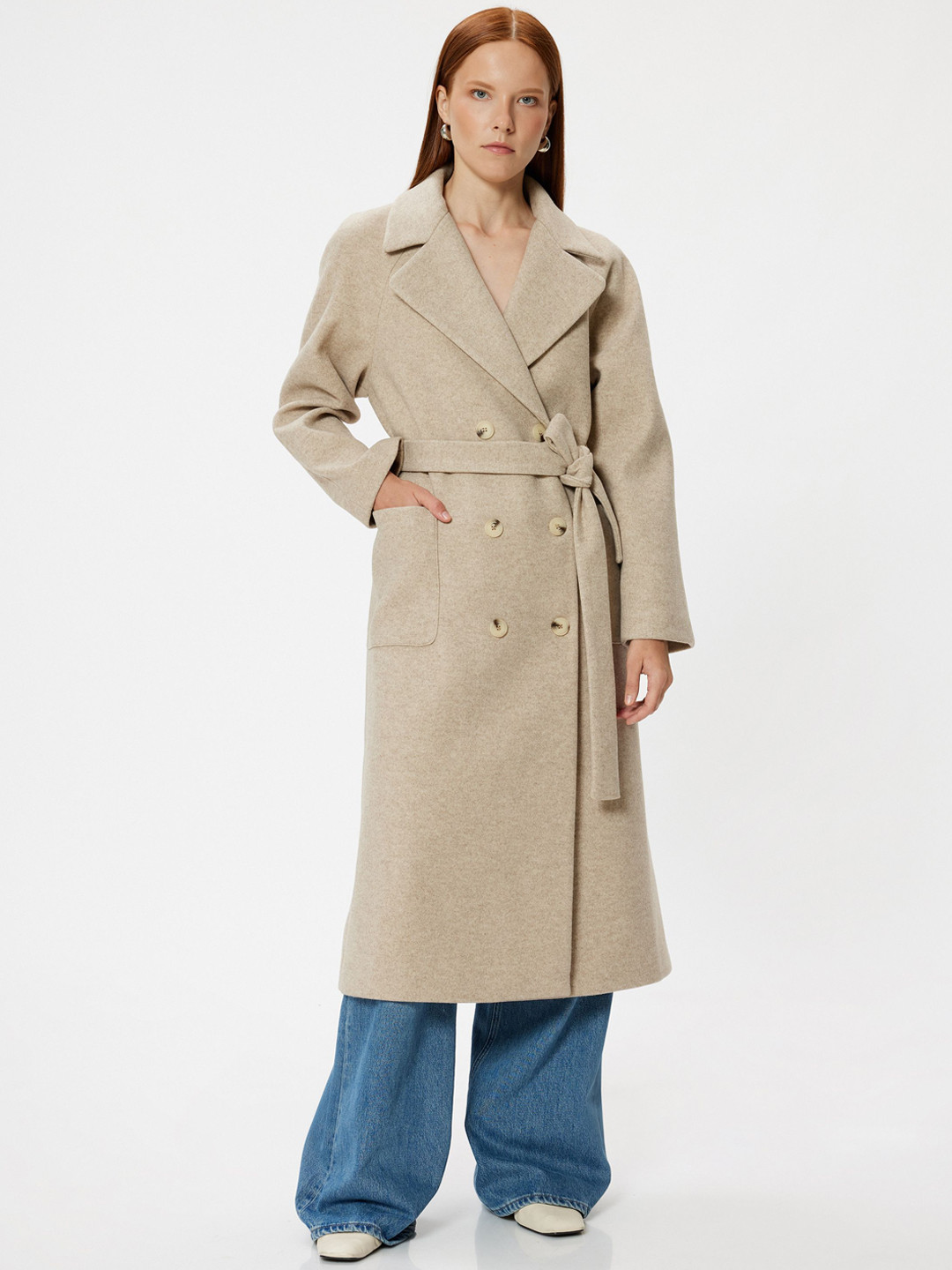 Koton Long Sleeve Double Breasted Over Coats