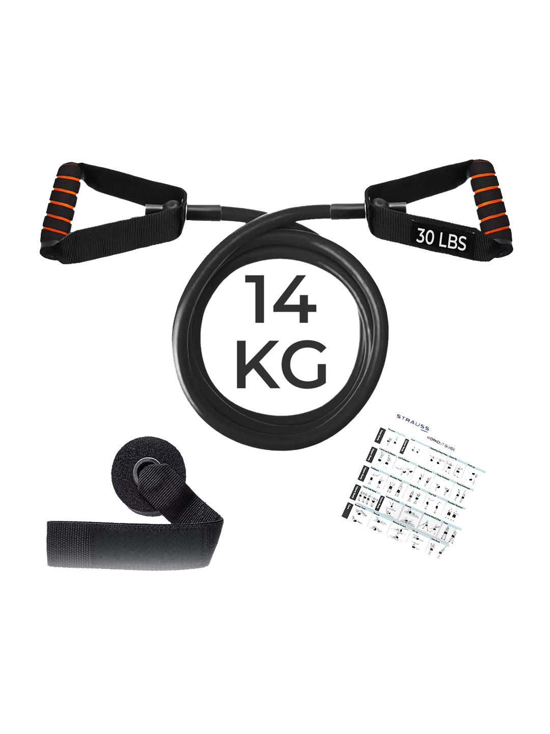 STRAUSS Single Resistance Tube with Foam Handle Bag and Door Knob, 13 Kg, (Black)