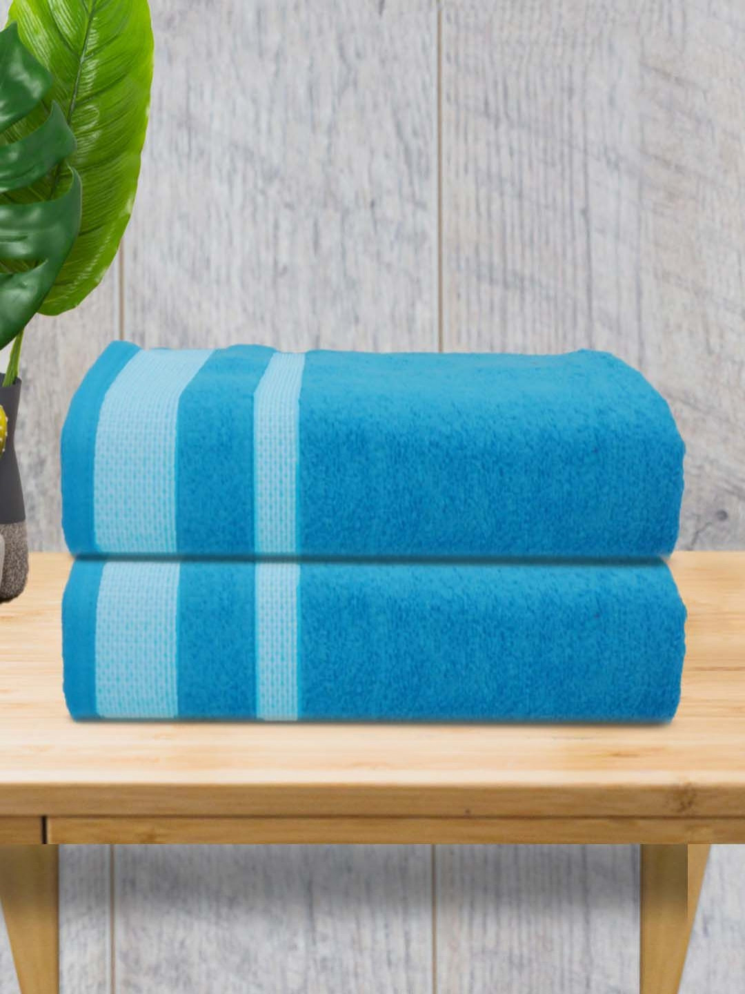 Aura Blue 2 Pieces Cotton 400 GSM Bath Towels