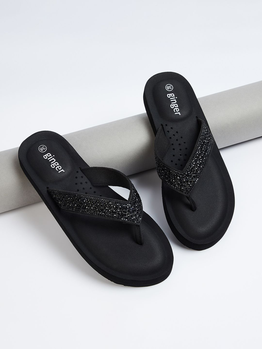 Ginger by Lifestyle Women embellished Rubber Room Slippers