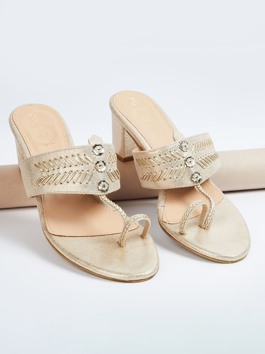 Melange by Lifestyle Women Embellished PU Block Heel Sandals