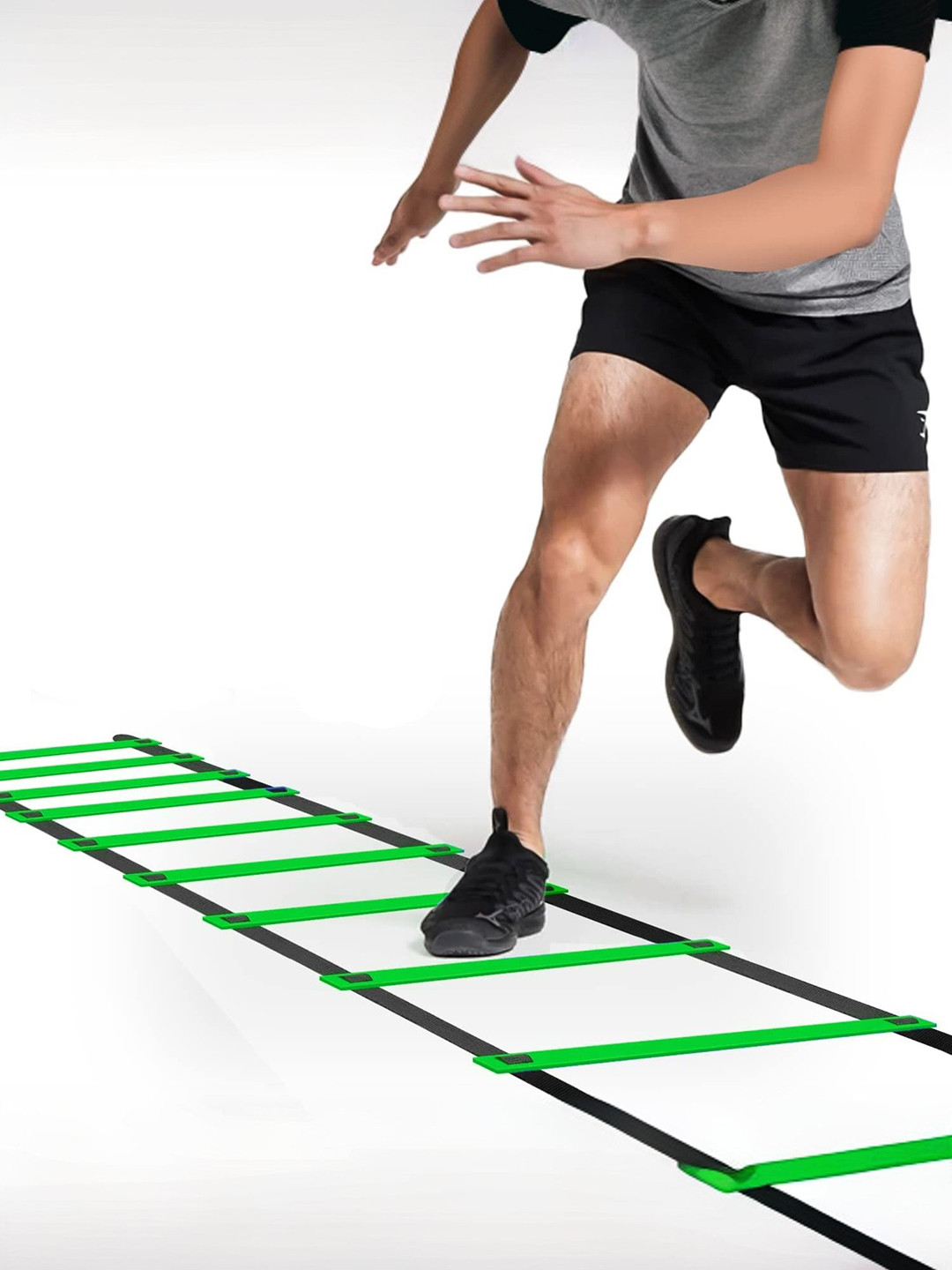 STRAUSS Agility Ladder 8M Speed Training Ladder with 8 Adjustable Rungs (Green)