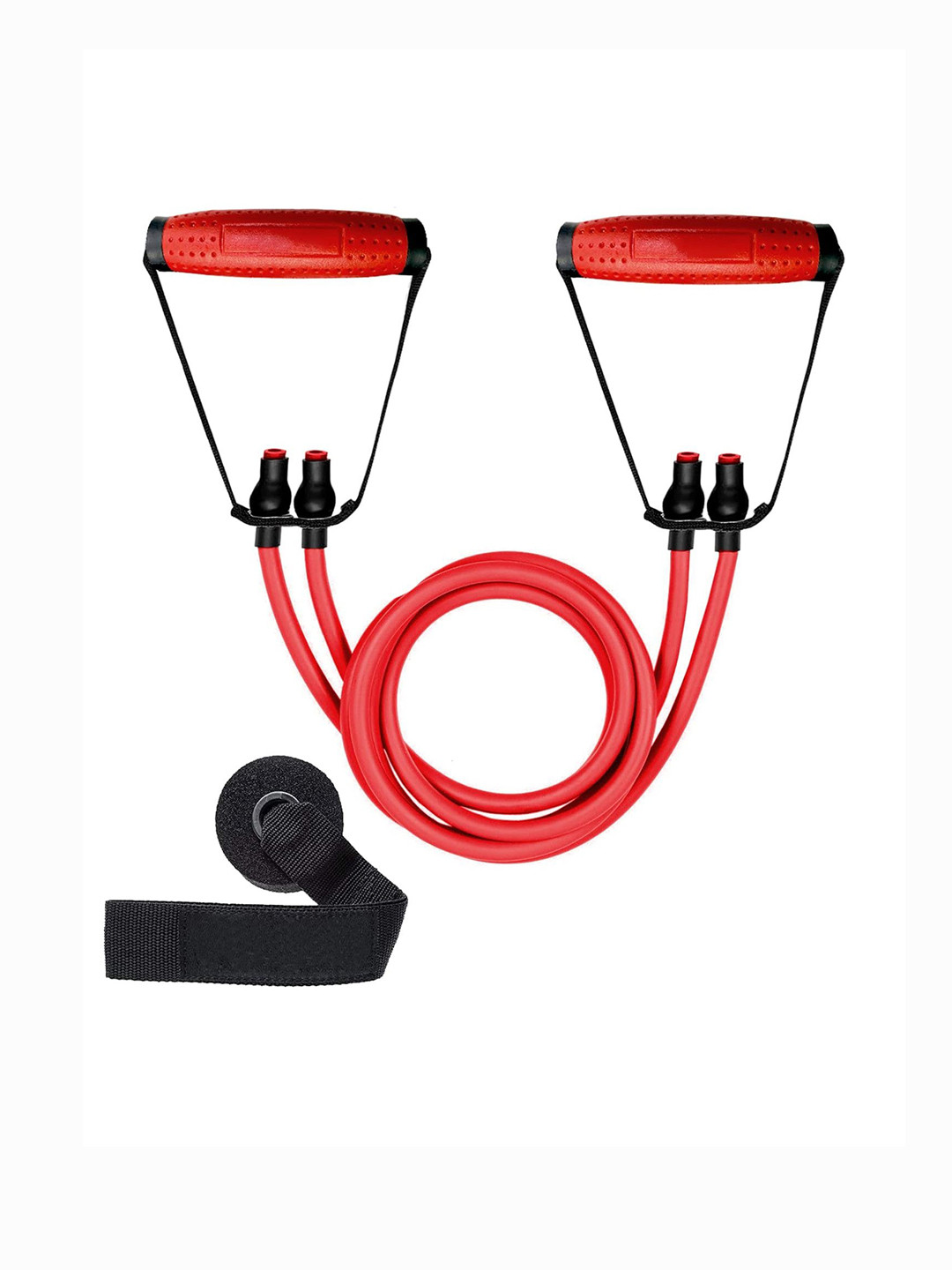 STRAUSS Adults-Unisex Double Resistance Tube Door Anchor Workout Accessories 18 Kg,(Red)