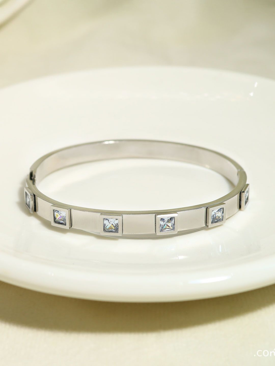 Designs & You Silver Plated Stainless Steel AD Bangle Style Bracelet