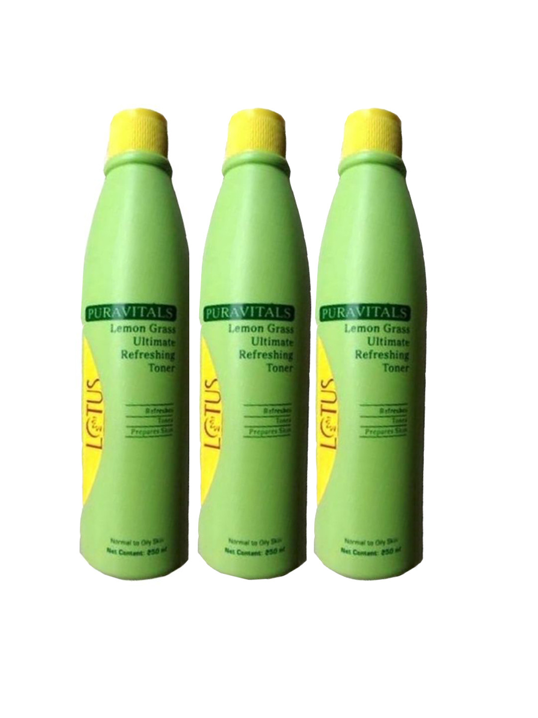 Lotus Professional Set Of 3 Puravitals Lemongrass Ultimate Refreshing Toners- 250ml Each