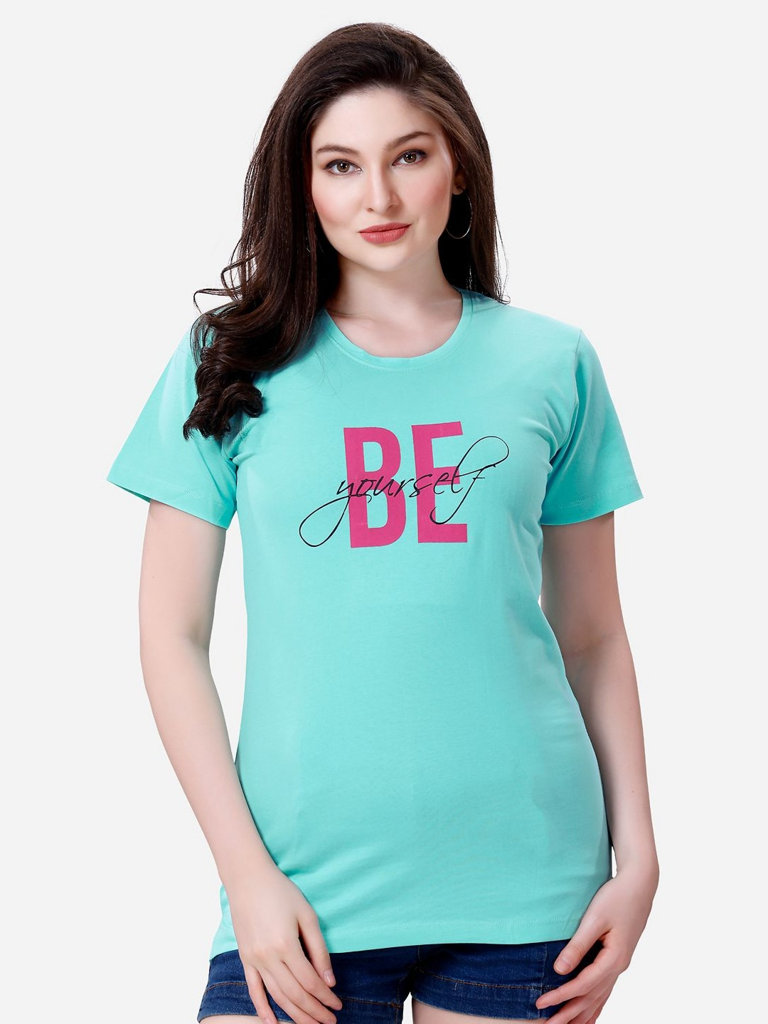 Lenissa Women Typography Printed Round Neck Cotton Relaxed Fit T-Shirt