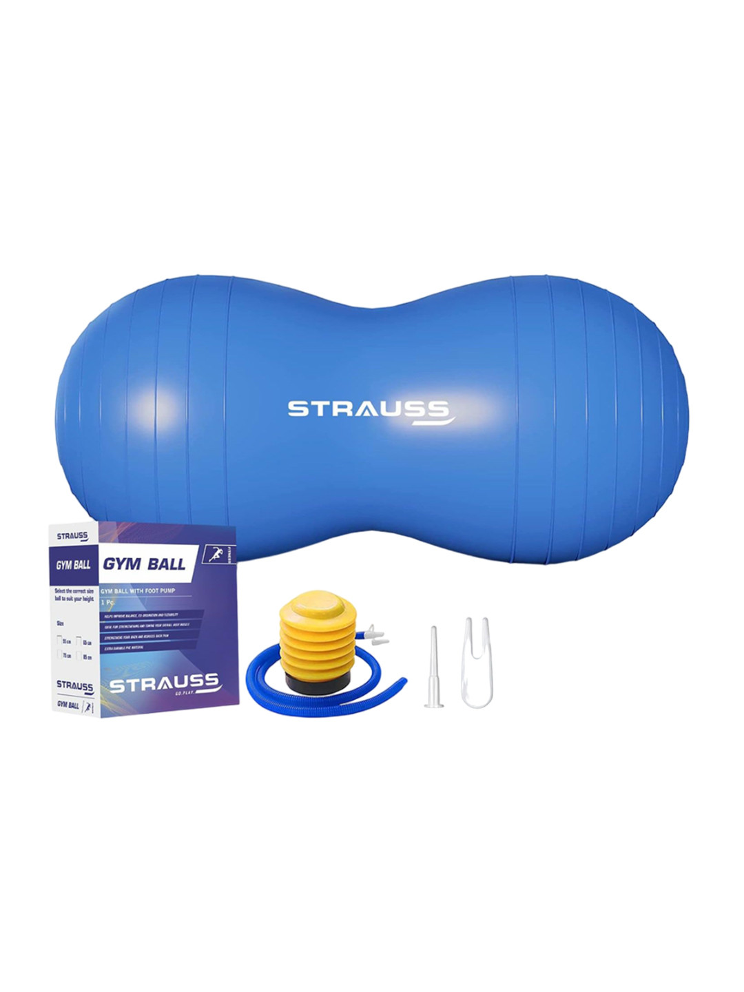 STRAUSS Peanut Shape Anti-Burst Gym Ball With Foot Pump