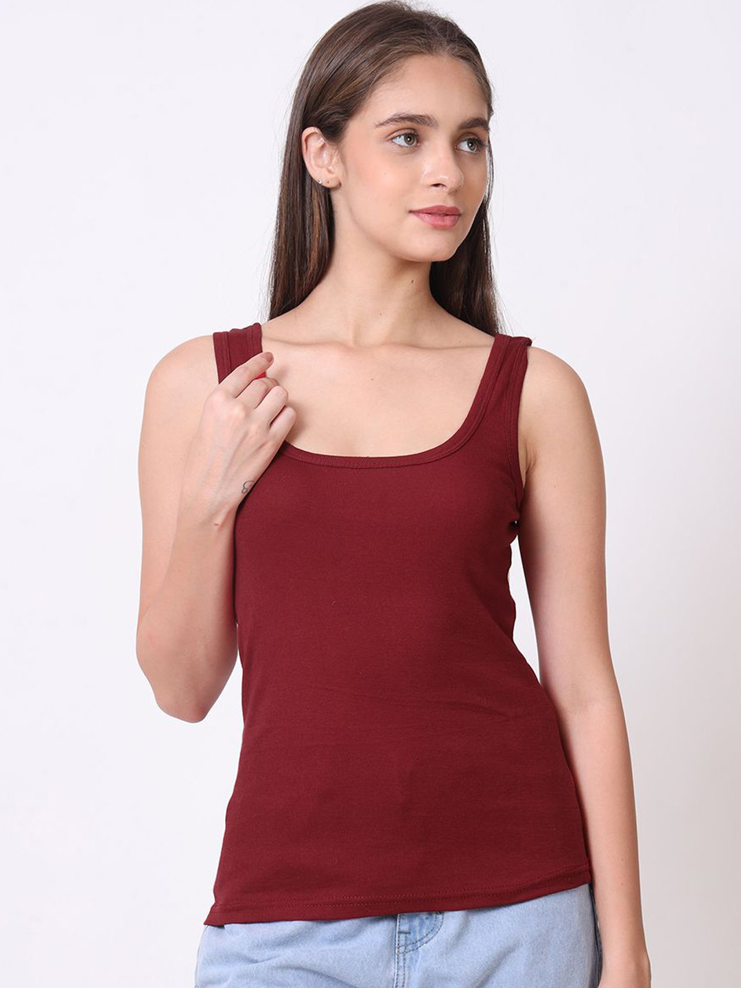 AVYAY Solid Pure Cotton Camisole Pack of 2