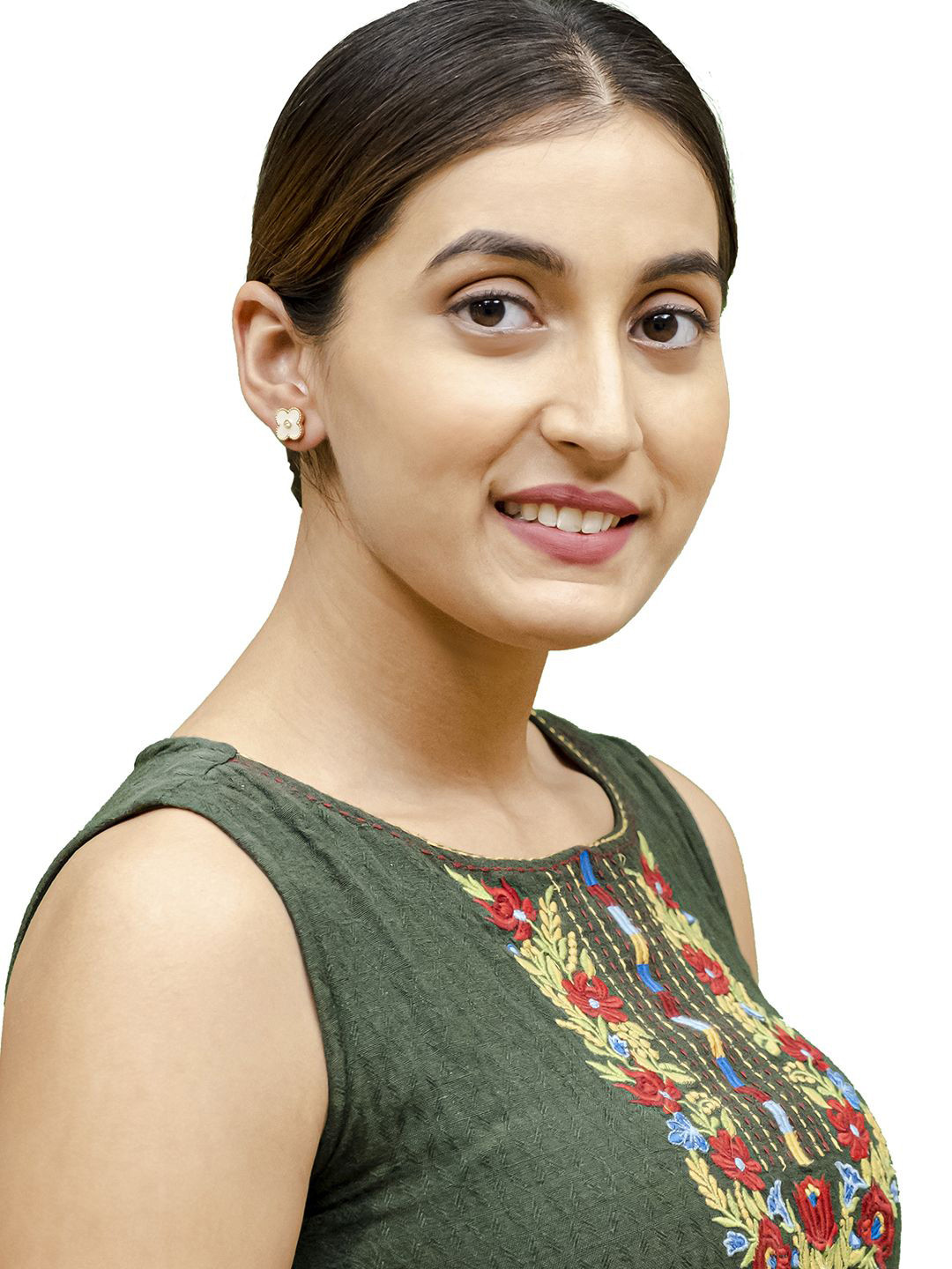 Moon Dust Gold-Plated Cubic Zirconia Flower Studs