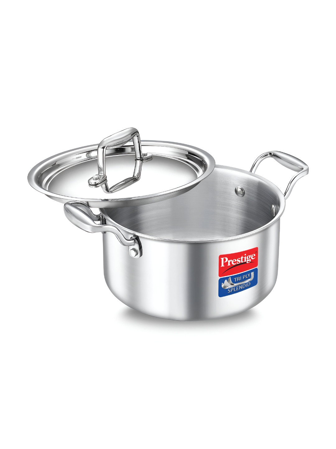 Prestige Tri Ply Silver-Toned Thick Gauge Stainless Steel Casserole With Lid- 3.2L