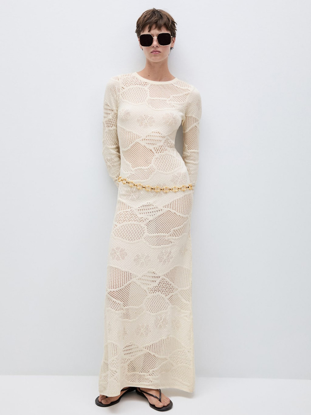 MANGO Self Designed Semi-Sheer Maxi Dress