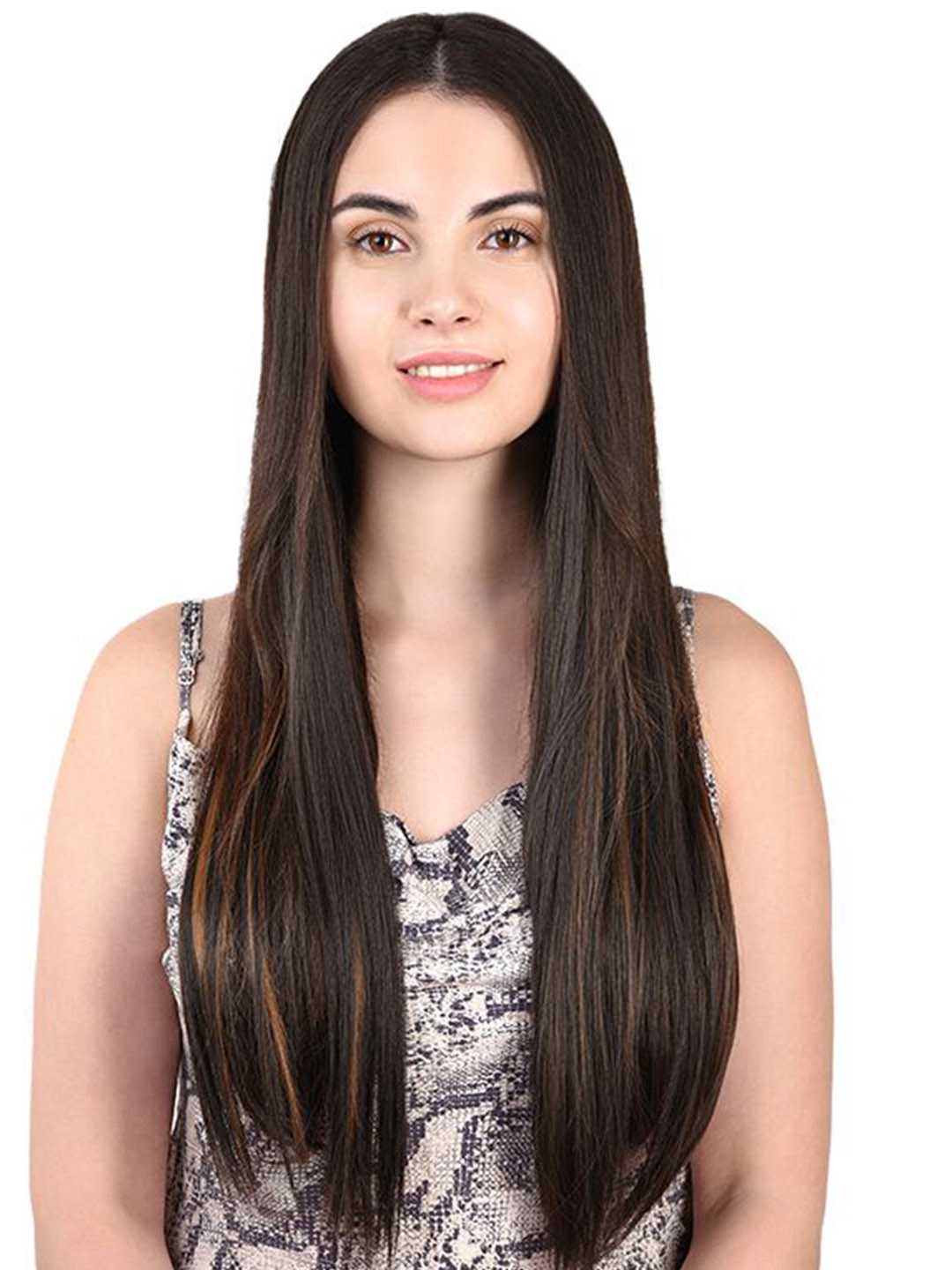 Milano Treasures Set of 2 Clip-in Side Patches Golden Highlight Hair Extension - Dark Brown