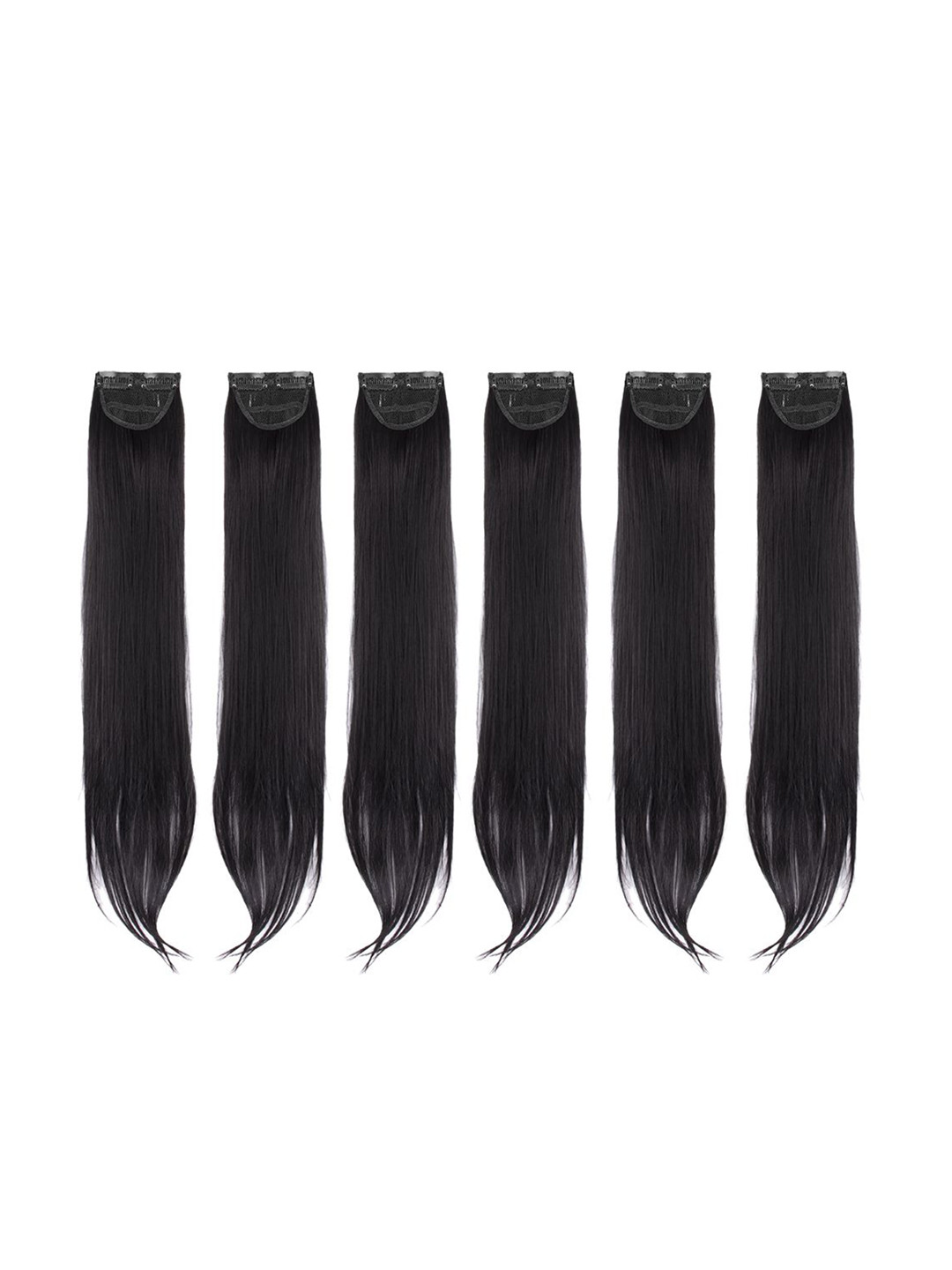 Milano Treasures Set of 6 Clip-In Side Patches Hair Extension - Natural Black