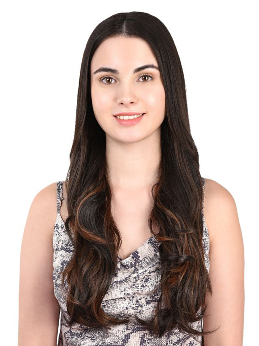 Milano Treasures Beach Waves Copper Highlights Clip-in Hair Extensions - Dark Brown