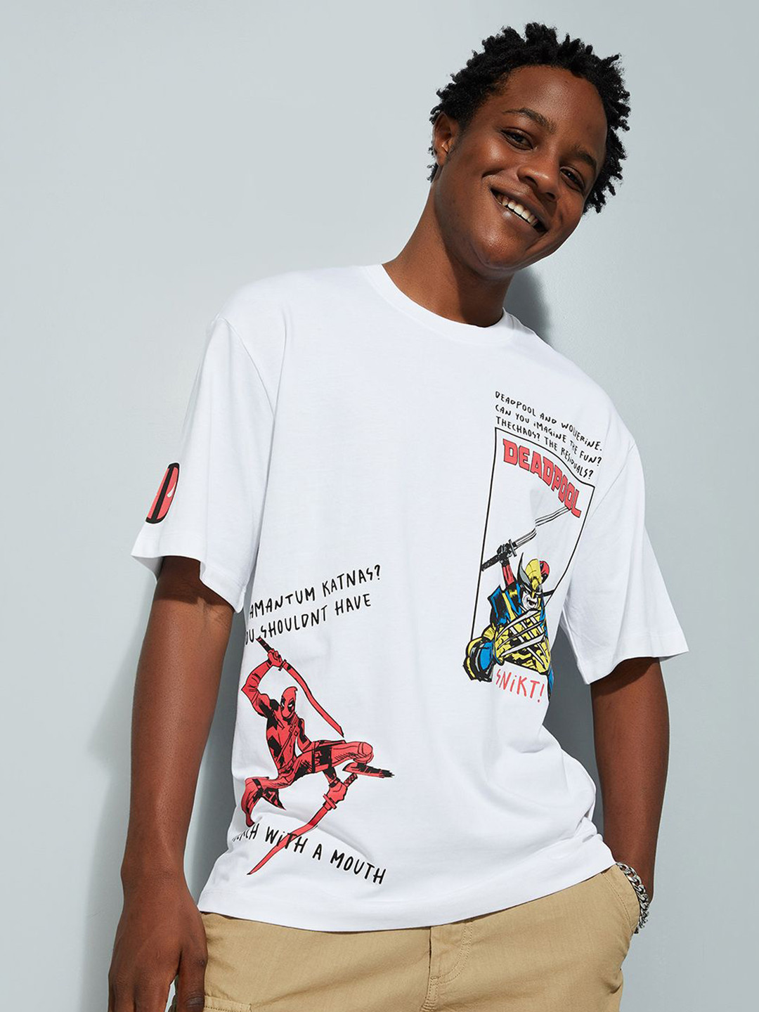 max URB_N Men Oversized Deadpool & Wolverine Printed T-shirt