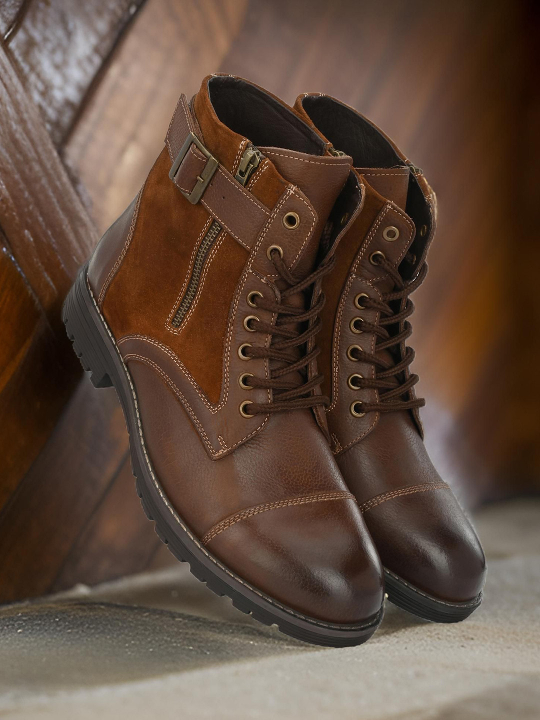 Harrytech London Men Leather Biker Boots