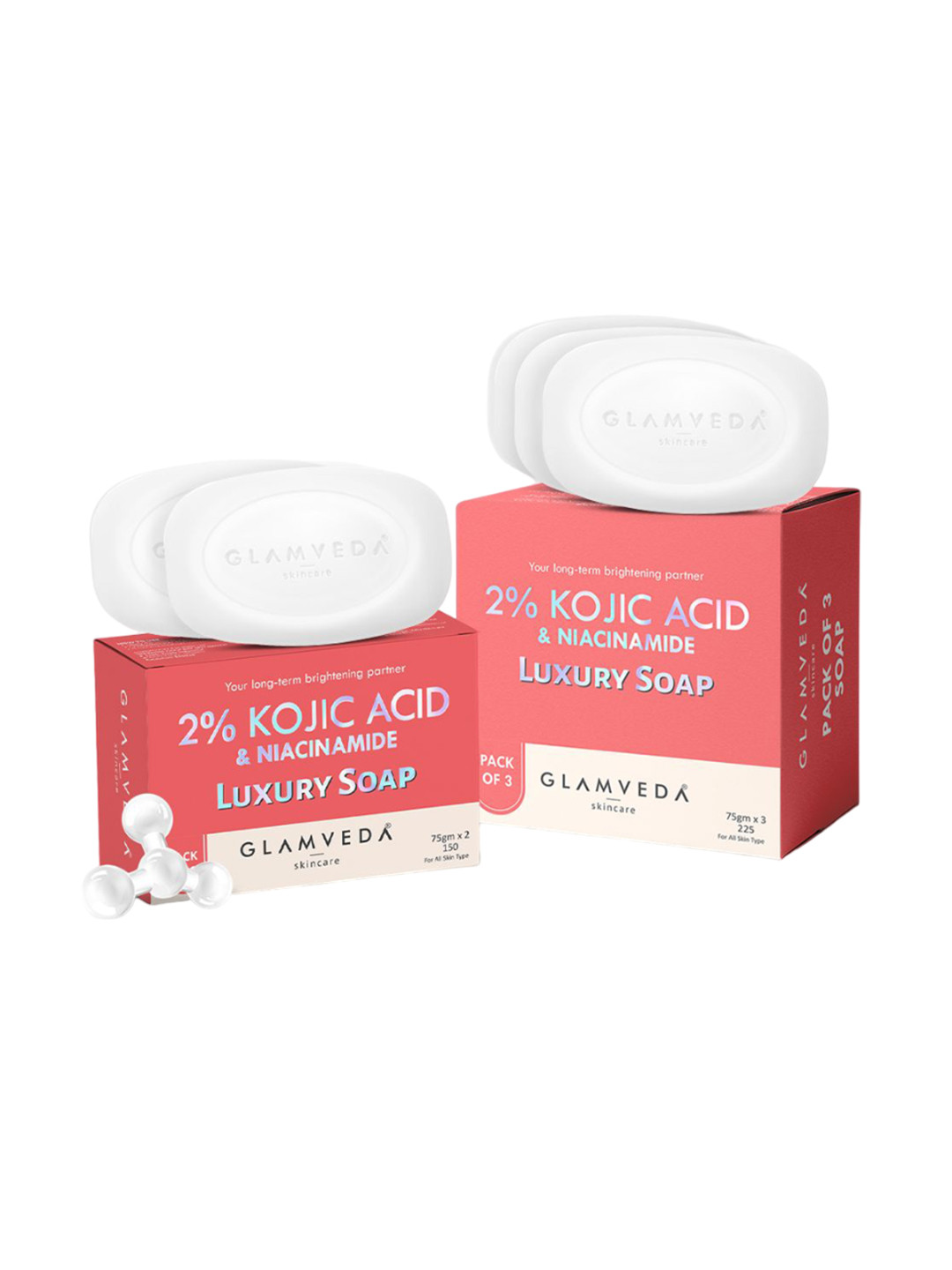 GLAMVEDA Set Of 5 Luxury Soap 2% Kojic Acid Skin Lightening With Niacinamide-75gm Each