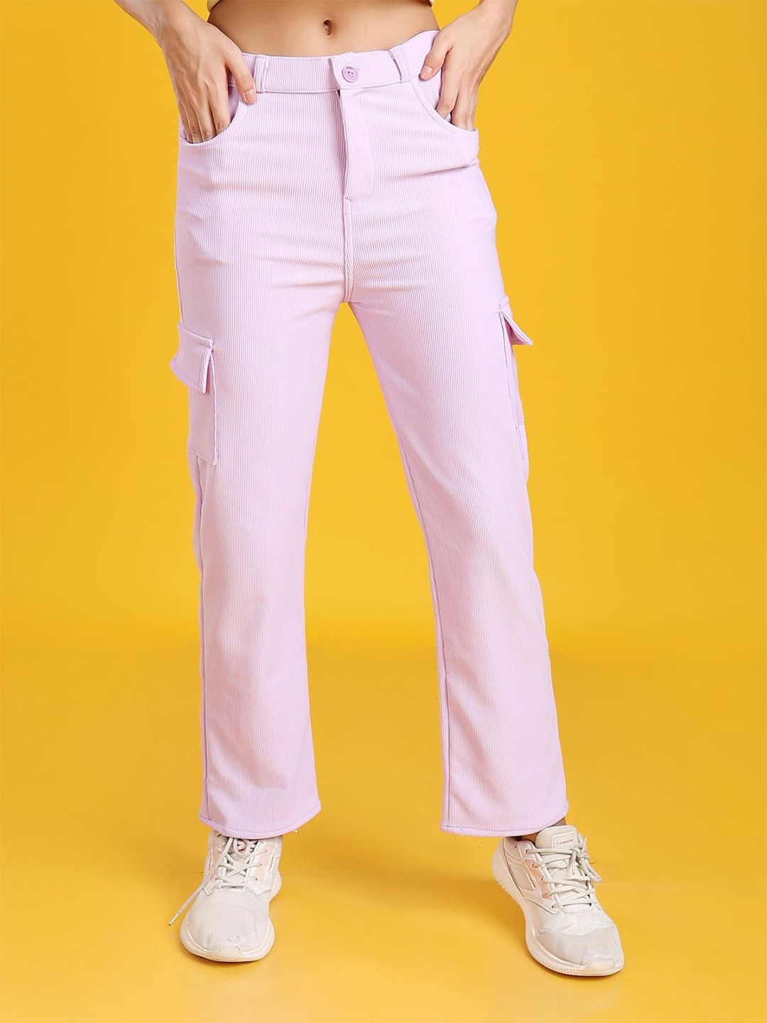 The Dance Bible Women Relaxed Straight Fit Easy Wash Cargos Trousers
