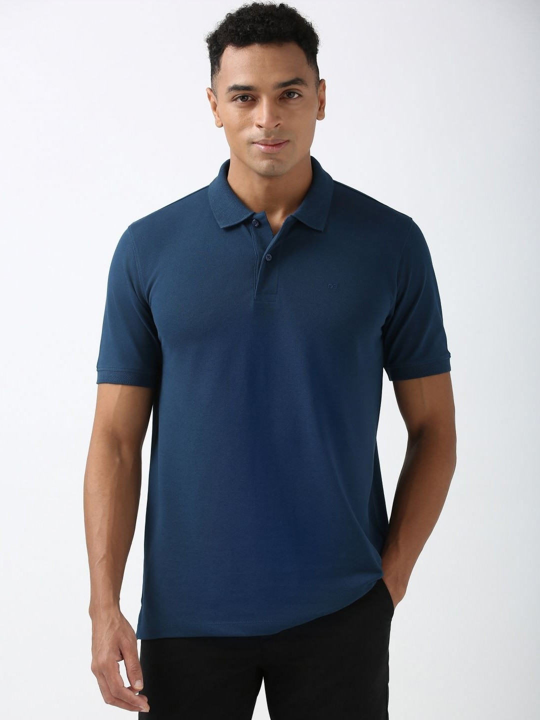 Peter England Men Solid Polo Collar Cotton T-Shirt