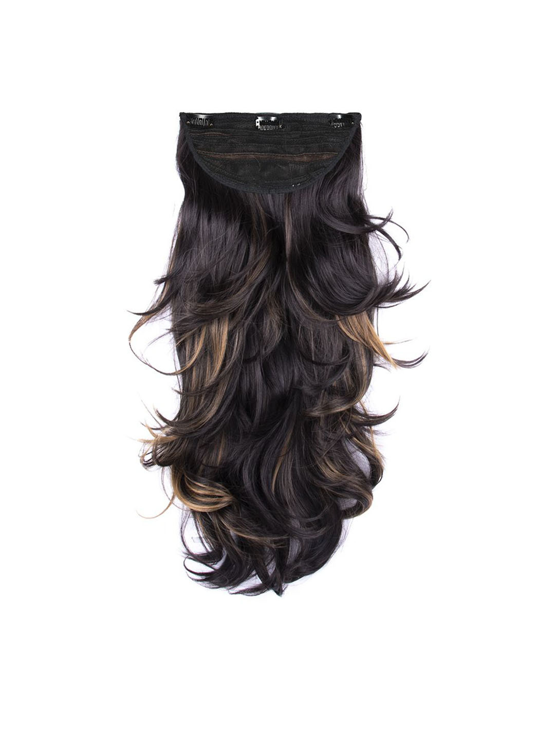 Milano Treasures Beach Waves Clip-in Golden Highlights Hair Extensions - Dark Brown