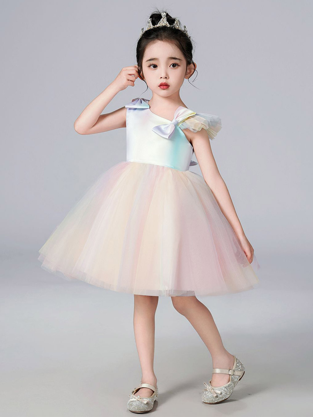JC SPARKLE Flutter Sleeve Bow Fit & Flare Dress