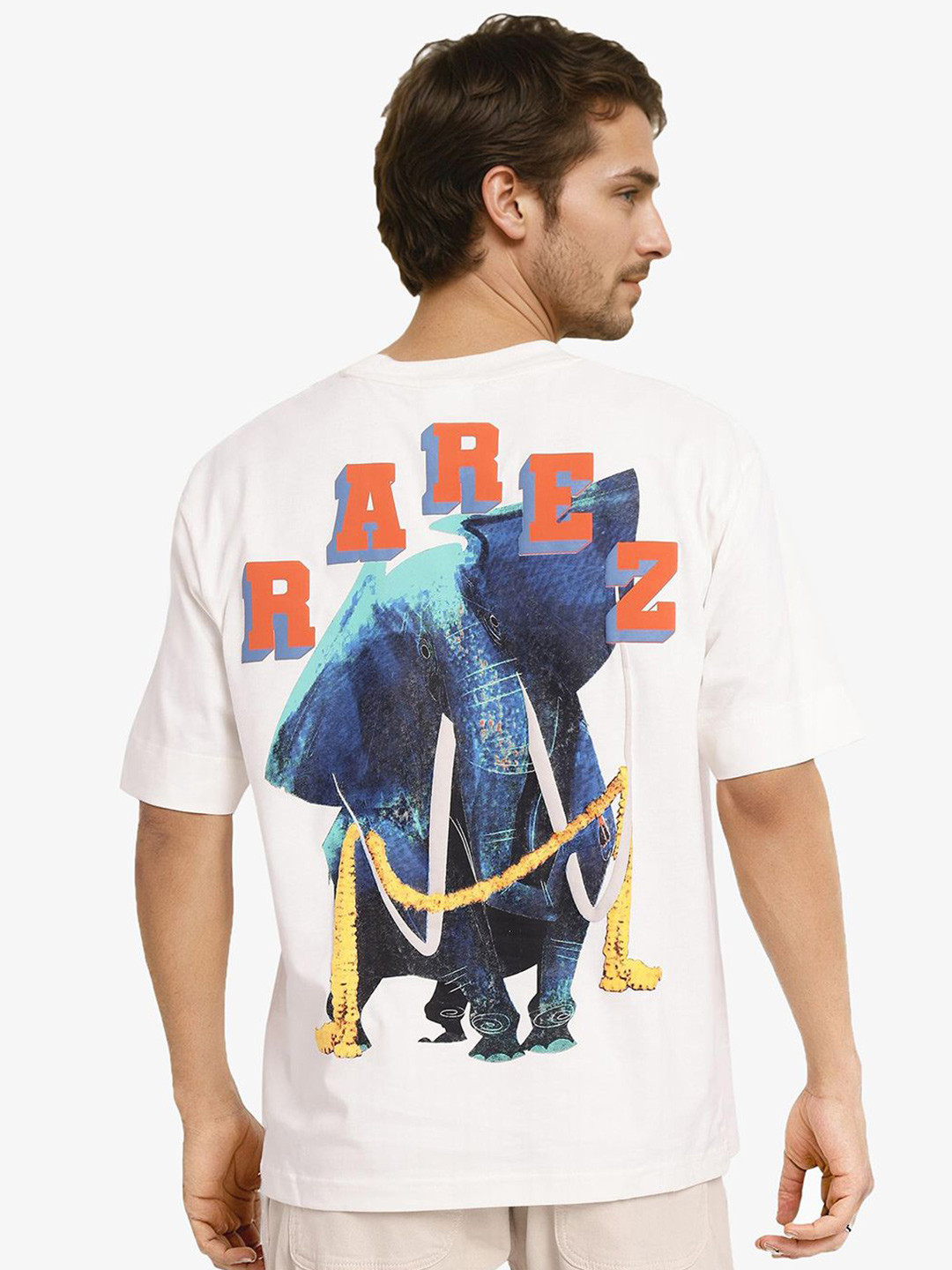 RARE RABBIT Men Graphic Printed Round Neck Oversized T-shirt