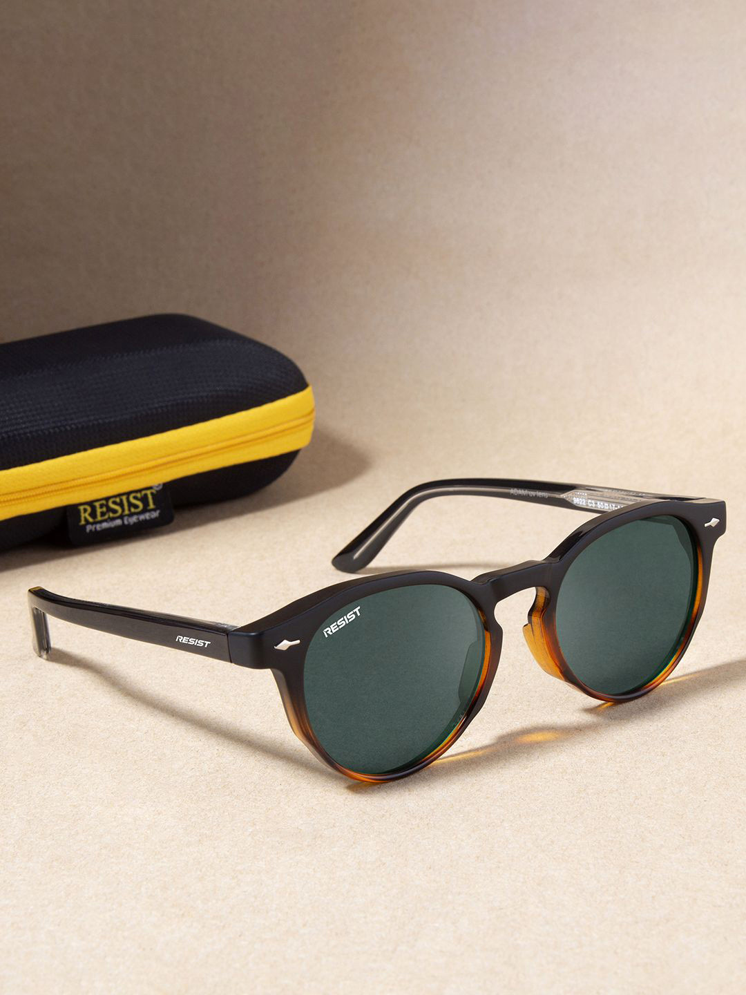 RESIST EYEWEAR ADAM BLACK BROWN GREEN Unisex UV Protected Gold Black Oval Sunglasses