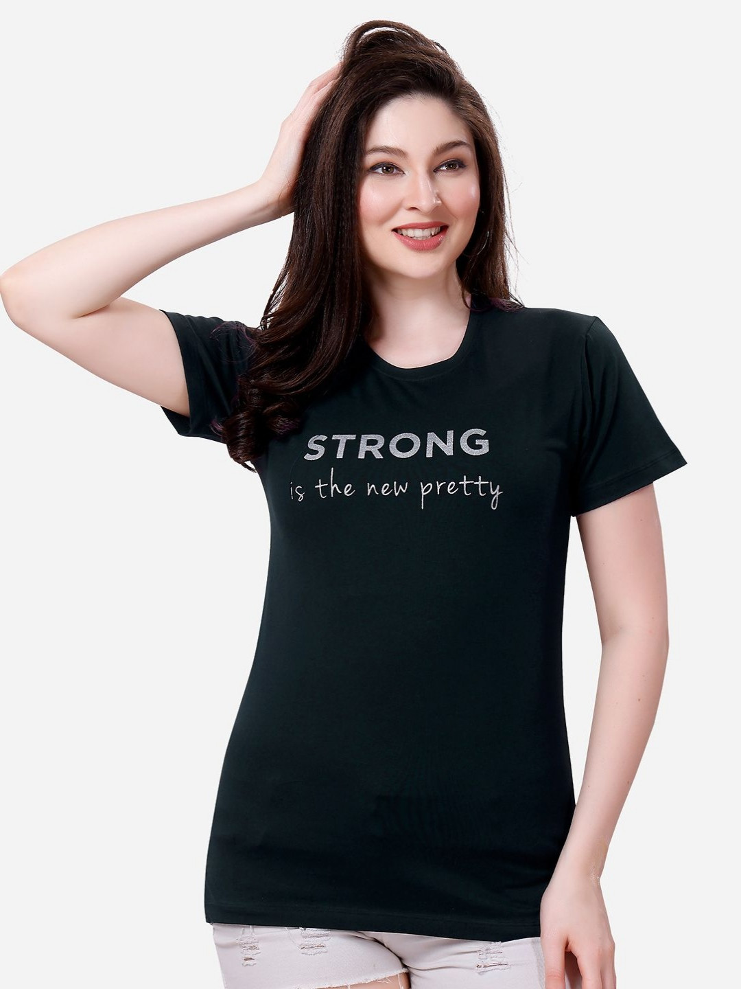 Lenissa Women Typography Printed Round Neck Cotton Relaxed Fit T-Shirt