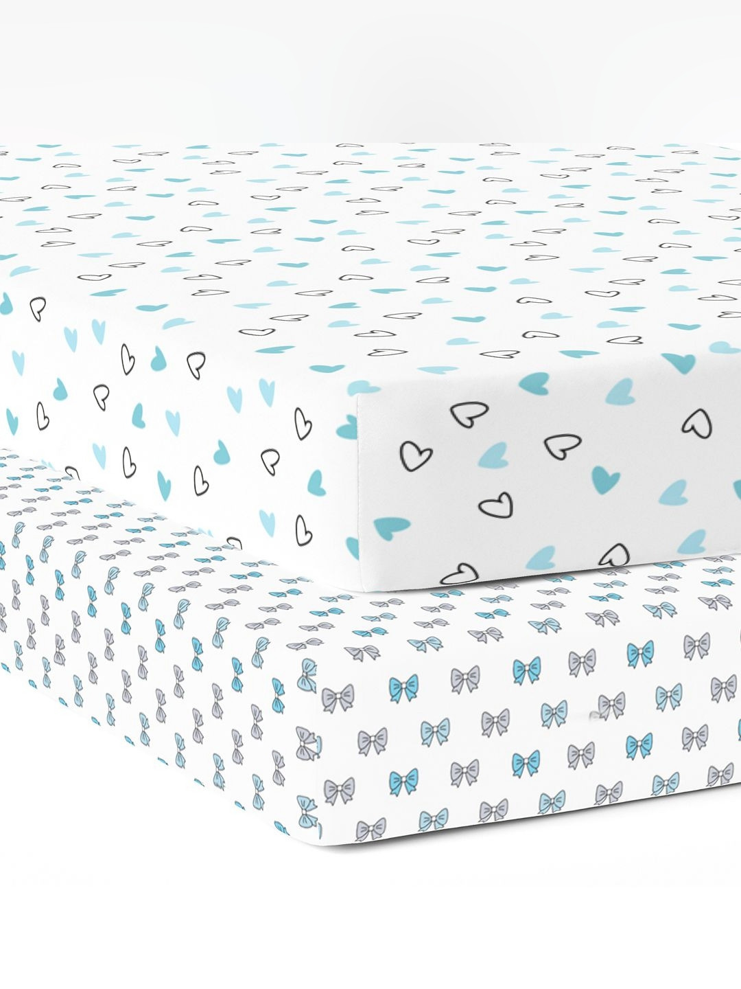 The White Cradle Blue Conversational Cotton Skin-Friendly 120 TC Fitted Crib 2 Bedsheet -140 x 70 cm