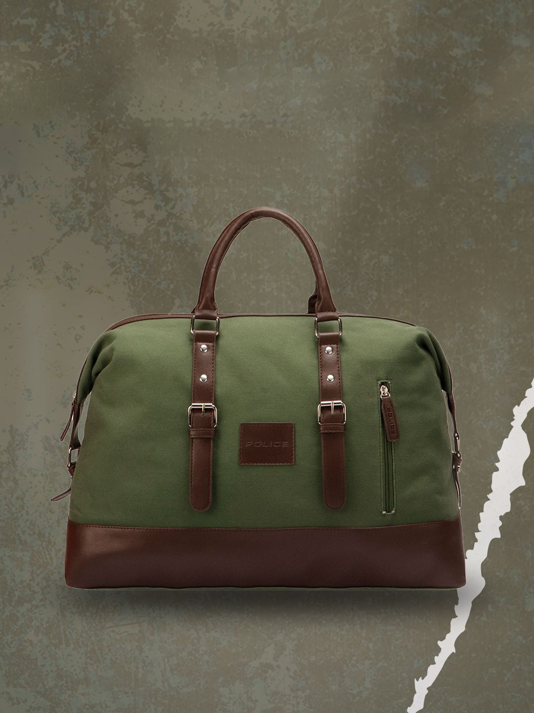 Police Medium Leather & Canvas Casual Duffel Bag