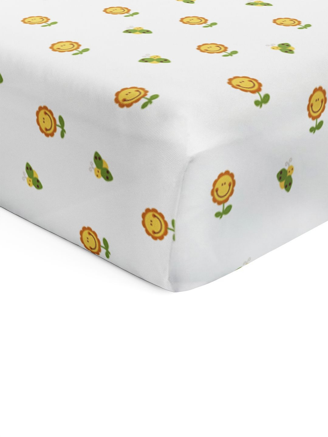 The White Cradle Yellow Floral Cotton 120 TC Crib Bedsheet -180 x 120 cm