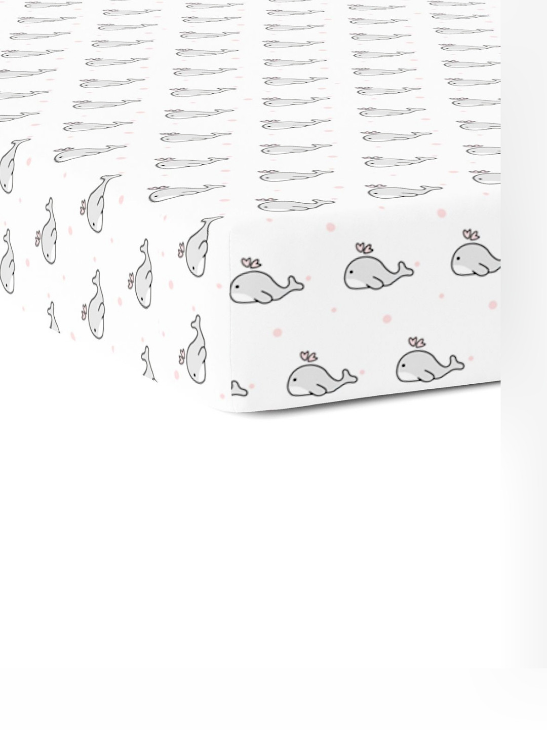 The White Cradle Premium White Graphic Cotton Skin-Friendly 120 TC Fitted Crib Bedsheet -120 x 60 x 15 cm