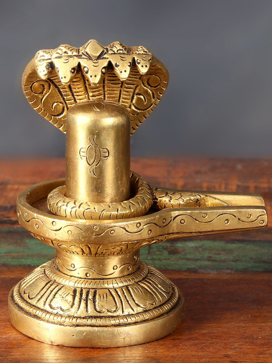 Exotic India Yellow Brass Small God Mahadev Shiva Linga Statue