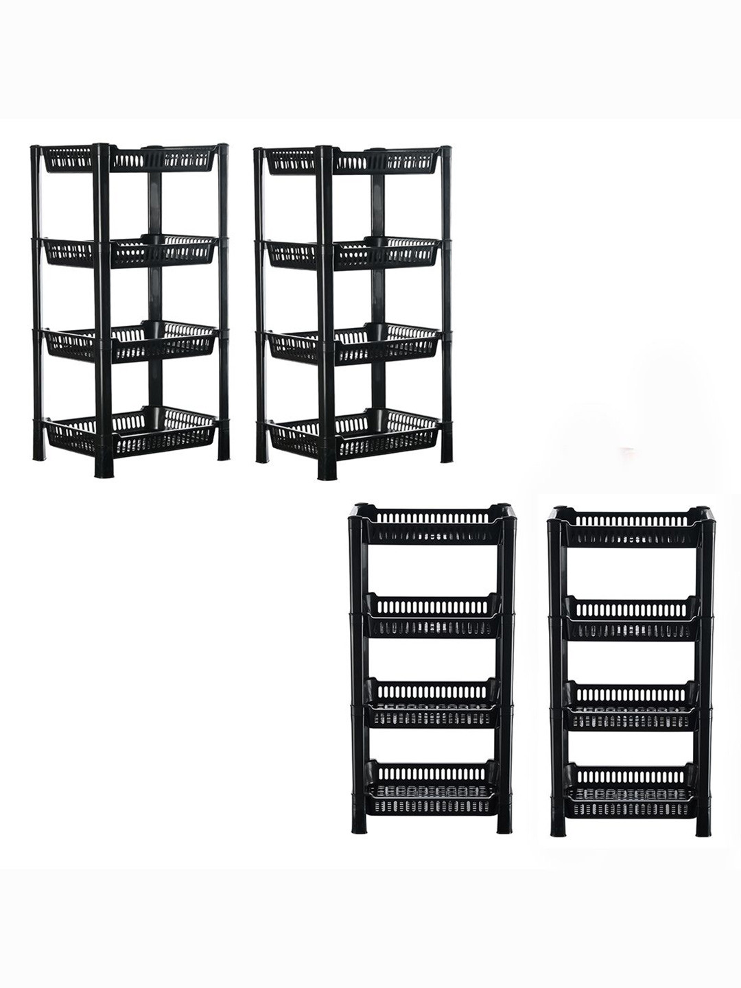 Kuber Industries Black 4 Pieces Long Lasting 4 Tier Kitchen Organisers