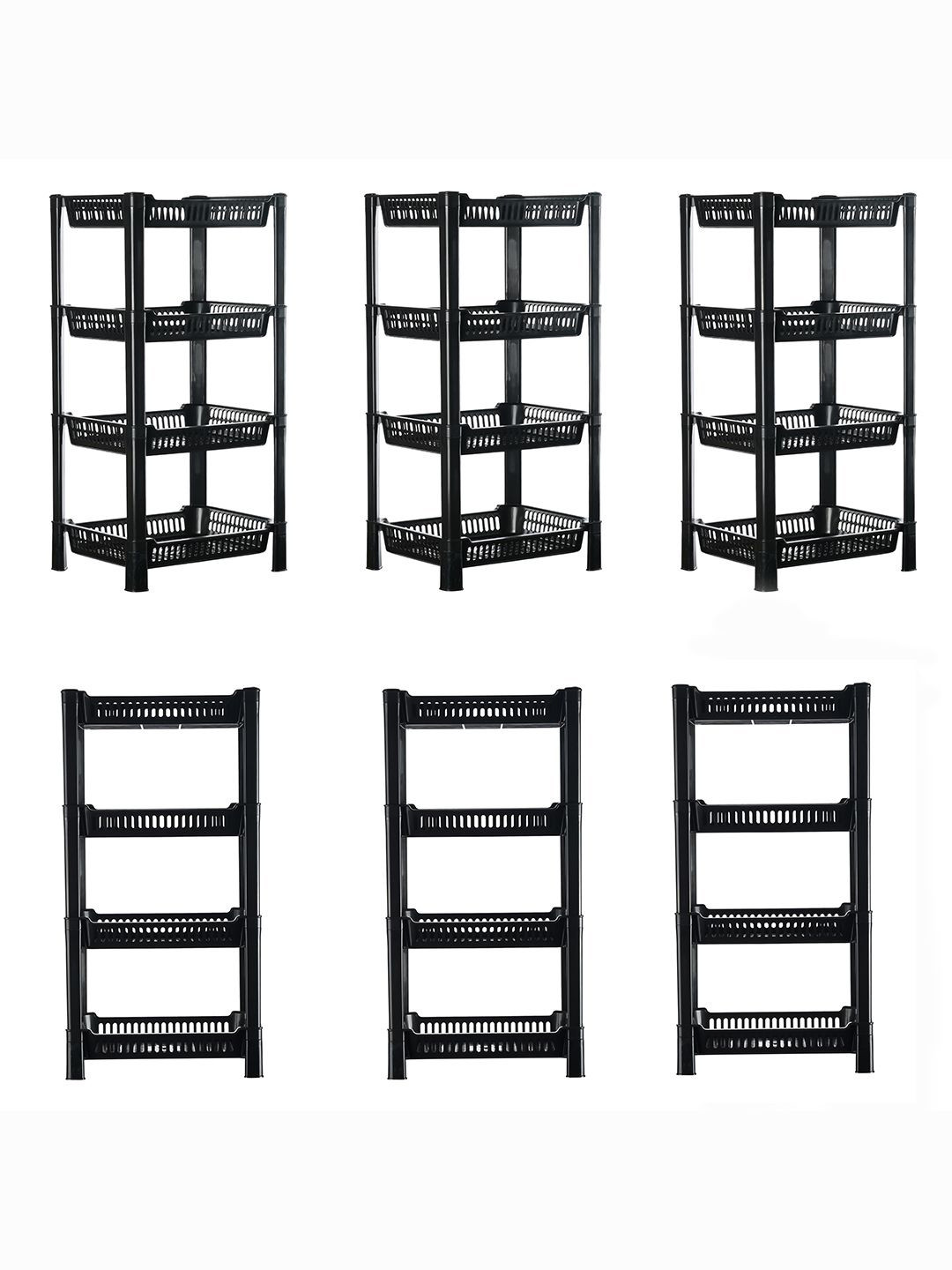 Kuber Industries Black 6 Pieces Multipurpose 4 Tier Long Lasting Toy Organiser
