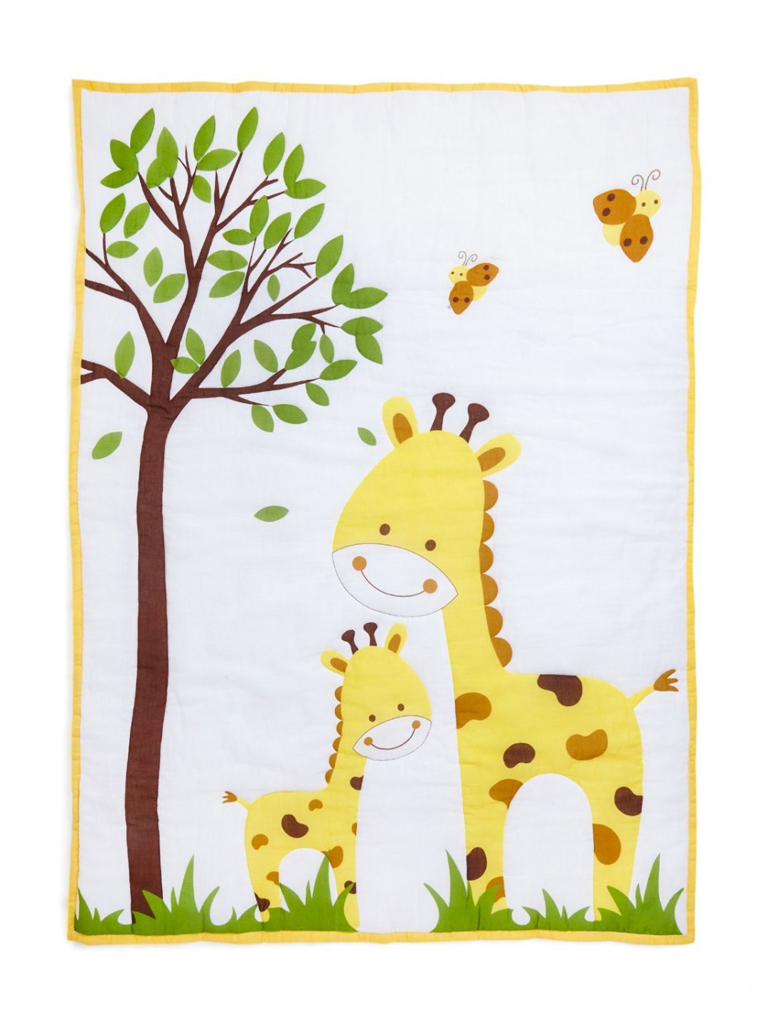 The White Cradle Yellow Giraffe Printed Heavy Winter 110 GSM Cotton Single Bed Quilt